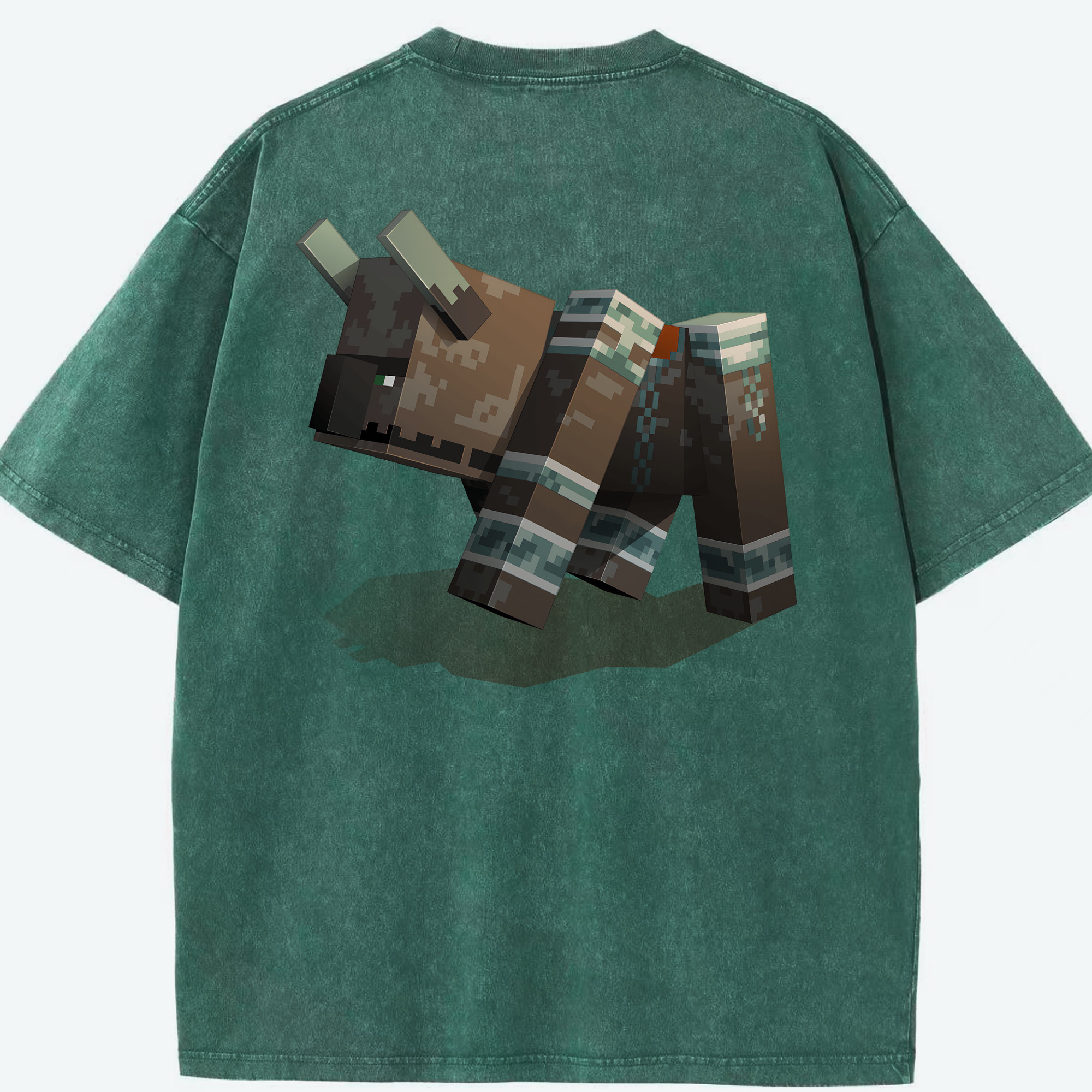 （画像用） マインクラフト ブロックの世界 Minecraft MC Block world 綿100% ヴィンテージ風 半袖Tシャツ（背面プリント）